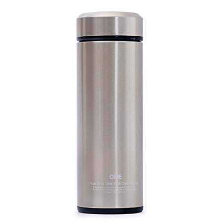 ONE IS ALL GYB0023 320ML Hight-quality healthy Glass Liner Insulated Travel Coffee Mug, Vacuum Flask Stainless-Steel Thermos, Vacuum Flasks,550G,champagne
