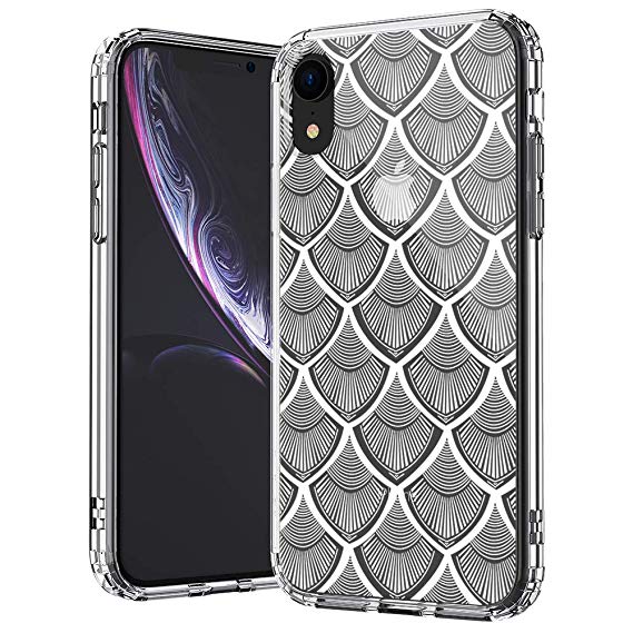 MOSNOVO iPhone XR Case, Clear iPhone XR Case, White Bohemian Henna Mandala Lace Pattern Clear Design Transparent Plastic Hard Back Case with TPU Bumper Protective Case Cover for Apple iPhone XR