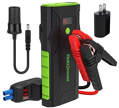 Bolt Power G33A 12V Car Jump Starter 1500Amp Peak Battery Booster for Gasoline Engines up to 8L, Diesel Engines up to 6.5L, Dual USB Ports and Type-C Portable Power Pack, Built-In LED Flashlight