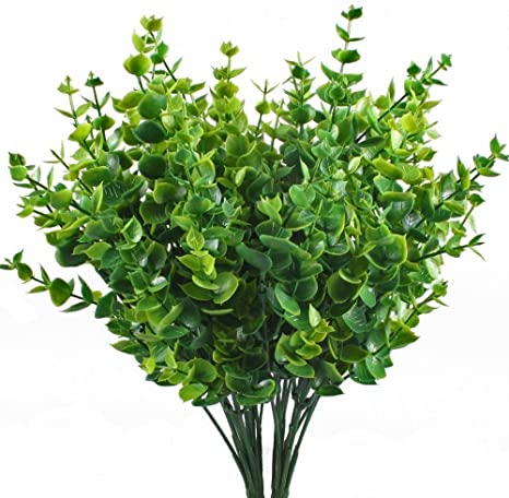 asika Artificial Greenery Plants Fake Realistic Eucalyptus Plant for Wedding, Garden, Indoor Outdoor, Office Verandah Decor- 5pcs 14"