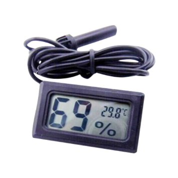 Digital LCD Embedded Thermometer Hygrometer Probe Meter for Aquarium Incubator Poultry Reptile Greenhouse (Black)