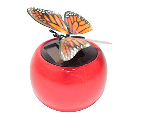 A Flip Flap Wings Dancing Butterfly Flying in a Red Pot - Bobble Plant Solar Toy