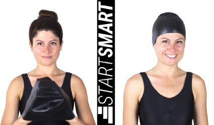 Start Smart Sports Premium Anti Slip Long Hair Silicon Swim Cap, Black