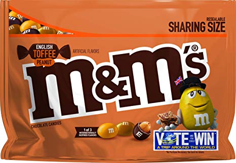 M&M's Chocolate Candy Flavor Vote English Toffee Peanut Sharing Size, 9.6 Ounce Bag