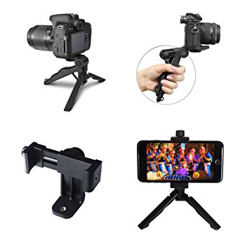 Universal cell Phone Tripod Stand   Smartphone Holder Mount Adapter Durable ABS Materials 360 Degree Rotates for iPhone, Android Phone, Camera, Sports Camera GoPro Black