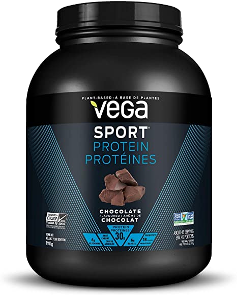 Vega Sport Protein Powder Chocolate, 45 Servings, 1.98kg - Plant Based Vegan Protein Powder, BCAAs, Amino Acid, Non Dairy, Keto-Friendly, No Gluten