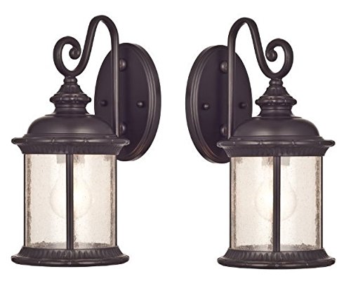 Westinghouse 6230600 New Haven One-Light Exterior Wall Lantern on Steel with Clear Seeded Glass, Oil Rubbed Bronze Finish - Pack of 2