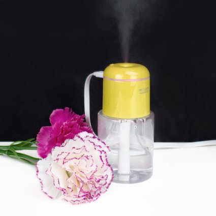 Mini Portable Essential Oil Diffuser for Home Car Office and Travel from Penewellreg - Top Rated - Best Small Personal Plug-in USB Nebulizing Humidifier Produces a Relaxing Aromatherapy Mist - Create a Beautiful Fragrance in your Bathroom or BedroomYellow