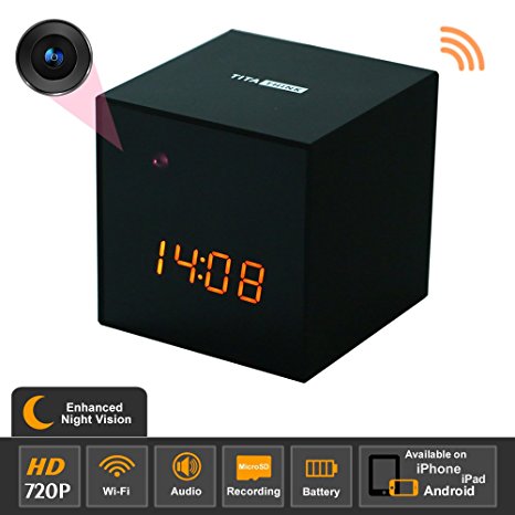 Titathink TT531W-N Enhanced Night Vision HD 720P Wifi Covert Hidden Nanny Spy Clock Network camera