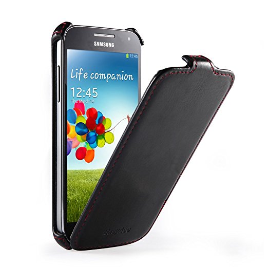 EasyAcc Samsung Galaxy S4 mini Leather Flip Case Cover Pouch Bumper Case Hard Case Holder for Samsung galaxy S4 mini - Black / Premium PU LEATHER CASE for Samsung galaxy S4 mini