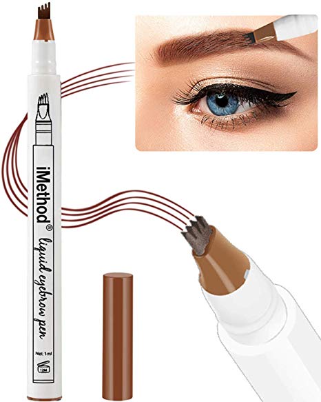 Eyebrow Tattoo Pen - iMethod Microblading Eyebrow Pencil with a Micro-Fork Tip Applicator Creates Natural Looking Brows Effortlessly and Stays on All Day