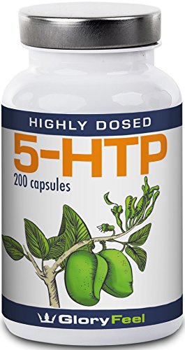 5-HTP High Strength 200 Vegan Capsules - 200mg Pure Griffonia Simplicifolia Extract - 5HTP from Original Griffonia-Seed-Extract by GloryFeel