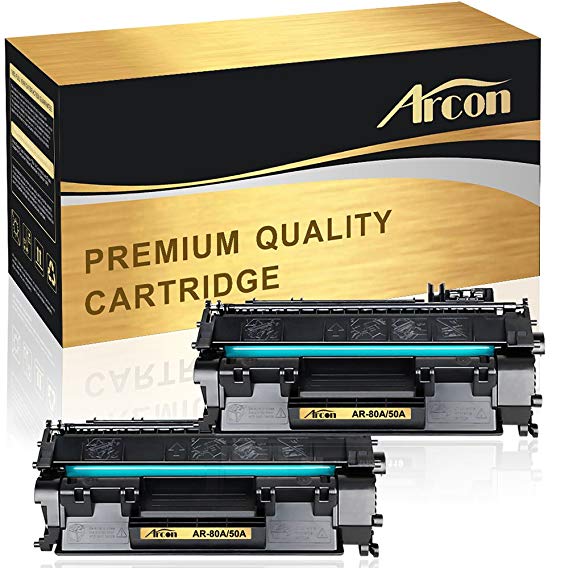 Arcon 2 Packs Compatible for HP 05A CE505A HP 80A CF280A Toner Cartridge for HP Laserjet P2035 P2055dn P2035n Pro 400 M401n M401dne M401dn MFP M425dn LBP6670dn M401 HP 05x 80x Black Toner Printer Ink