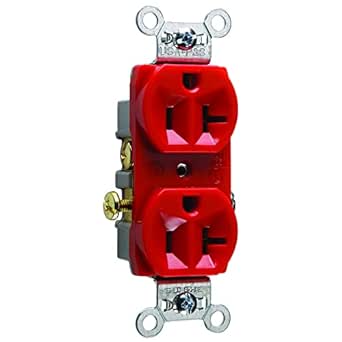 Legrand Pass & Seymour CR20RED 20 Amp Commercial Specification Grade Duplex Receptacle Outlet, Side Wire, Red (1 Count)