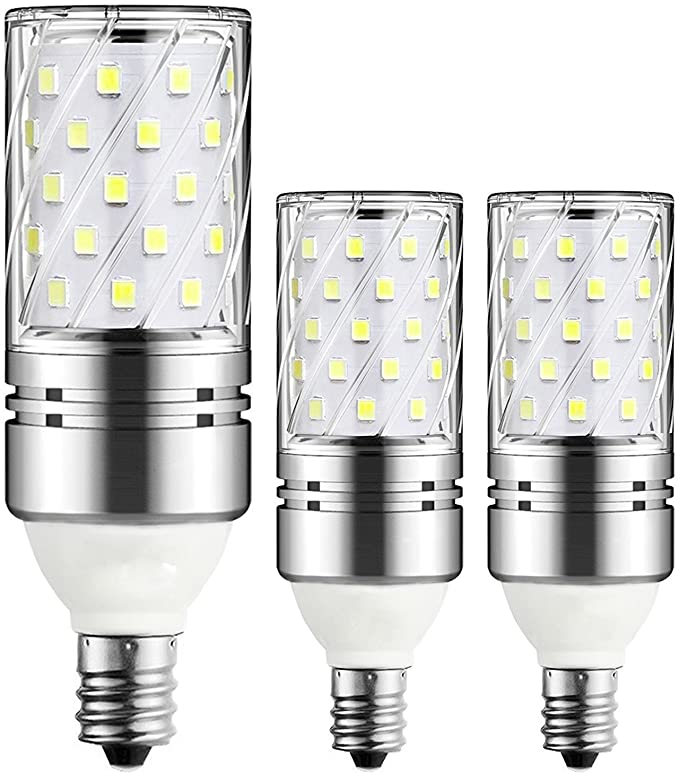 E12 LED Bulbs,12W LED Candelabra Light Bulbs 100 Watt Equivalent, 1200lm,Warm White 3000K LED Chandelier Bulbs, Decorative Candle Base E12 Non-Dimmable LED Lamp, 3 Pack
