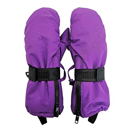 Highcamp Kids Waterproof Snow Mittens - Covered Boys Girls Age 2-12