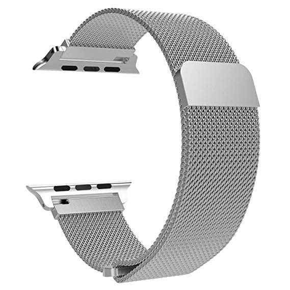TiMOVO Compatible Band Replacement Apple Watch 38mm 40mm Series 4/3/2/1, Milanese Loop Stainless Steel Bracelet Strap Unique Magnet Lock - Silver
