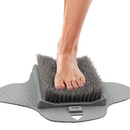 Healthstar Foot Massager Scrubber for Shower Floor – Exfoliating Bristles, Easy to Clean & Use, Hangable Scrub Pad (Gray)