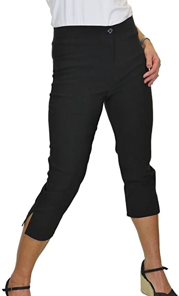 Womens High Waist Skinny Stretch Pedal Pushers Crop Trousers 4-18