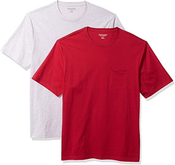 Amazon Essentials Men's 2-Pack Loose-Fit Short-Sleeve Crewneck Pocket T-Shirt