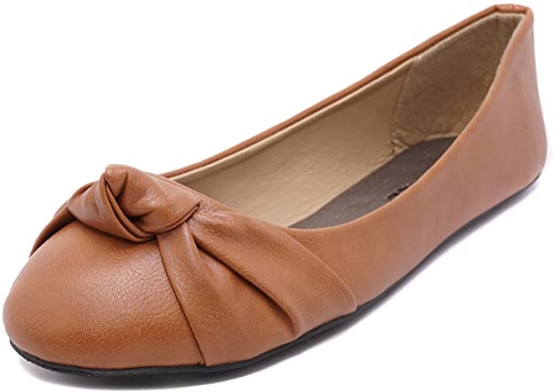 Women's Knotted Front Canvas Round Toe Ballet Flats-Comfortable Cute Dress Flats