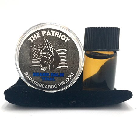 Badass Beard Care Beard Oil and Balm Trial Pack For Men - The Patriot Scent - All Natural Ingredients, Keeps Beard and Mustache Full, Soft and Healthy, Reduce Itchy, Flaky Skin, Promote Healthy Growth