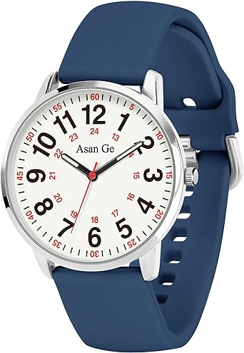 Asan Ge Nurse Watch for Nurse Medical Professionals Students Doctors Women Men Waterproof Watch 24 Hour Military Time Luminouse Easy to Read Dial with Second Hand