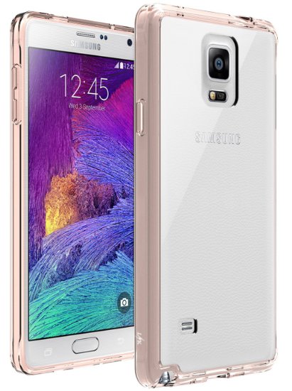 Note 4 Case, LK [Air Hybrid] Ultra Slim Shockproof [Crystal Clear] Back Protective Case   TPU Bumper Cover for Samsung Galaxy Note 4 (Rose Clear)