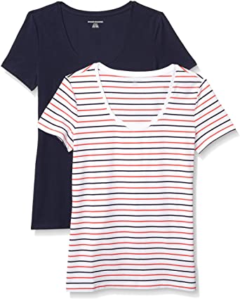 Amazon Essentials Women's 2-Pack Classic-Fit Short-Sleeve Scoopneck T-Shirt