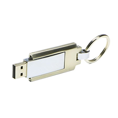 WooTeck 32GB 360 degree Swivel Stainless USB Flash Drive Smooth Memory Stick, with Key Chain, for Windows and Mac