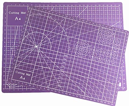 Tukcherry 9" x 12" Professional Self Healing Double Sided Durable Non-Slip PVC Cutting Mat Scrapbooking, Quilting (Purple, A4)