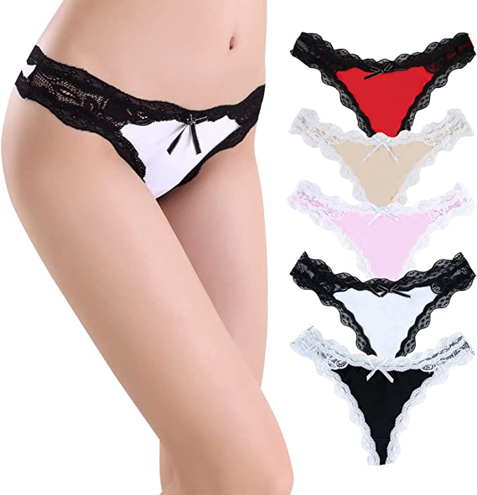 Underwear Women Sexy Lace Thongs Silk Briefs High Cut Ladies Knickers Multipack Panties