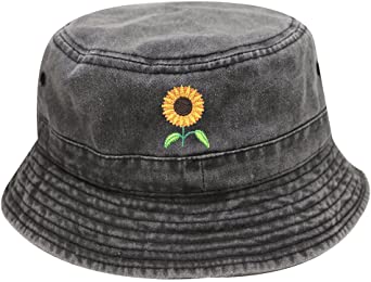 City Hunter Bd2020 Sunflower Vintage Washed Summer Bucket Hats - Multi Colors