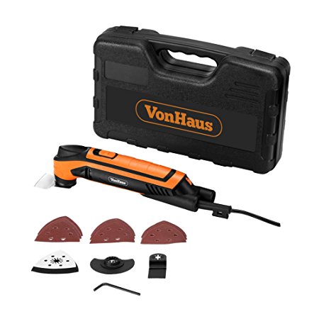 VonHaus 1.8 Amp Multi Purpose Oscillating Tool with 15 Accessories, Dust Extraction Port & Carry/Storage Case