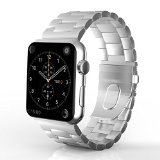 Apple Watch Band MoKo Stainless Steel Metal Replacement Smart Watch Band Bracelet with Double Button Folding Clasp for 42mm Apple Watch All Models - SILVER Not Fit iWatch 38mm Version 2015