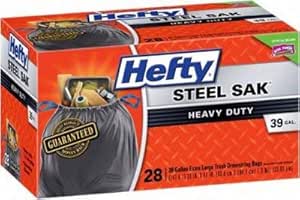 Steel Sak Heavy-Duty Drawstring Contractor CleanUp Trash Bags, Gray, 28-Ct., 39-Gal.