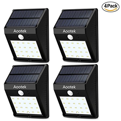 4 Pack Solar Deck Lights 20 LED, Aootek Waterproof Outdoor Wireless Motion Sensor Light for for Patio, Deck, Yard, Garden(4)