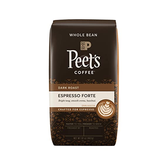 Peet's Coffee Espresso Forte, Dark Espresso Roast Whole Bean Coffee, Espresso Forte, 32 Ounce Bag