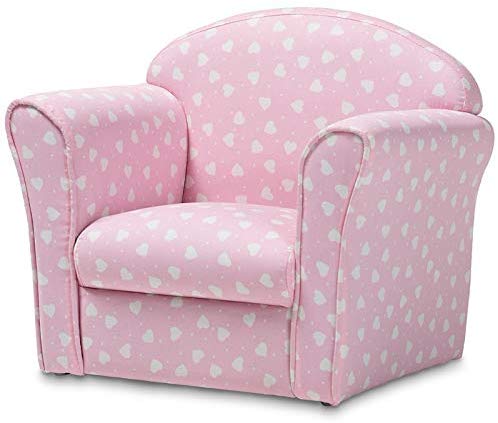 Baxton Studio Erica Pink and White Upholstered Kids Armchair
