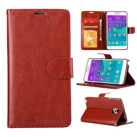 Note 4 Case, Galaxy Note 4 Case, Joopapa Galaxy Note 4 Luxury Fashion Pu Leather Magnet Wallet Flip Case Cover with Built-in Credit Card/ID Card Slots for Samsung Galaxy Note 4 (Brown)