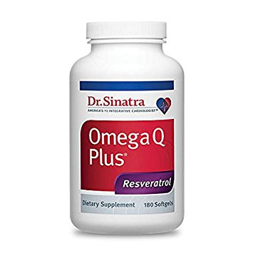 Dr. Sinatra's Omega Q Plus Resveratrol and CoQ10 Supplement for Anti-Aging and Heart Health, Clinically Studied and Shown to Increase CoQ10 Blood Levels by 55%, 180 Softgels (90-day supply)