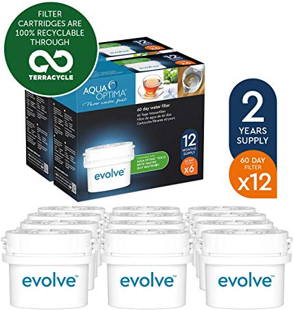 Aqua Optima - Pack de 12 cartouches filtrantes Evolve - Compatibles Brita Maxtra
