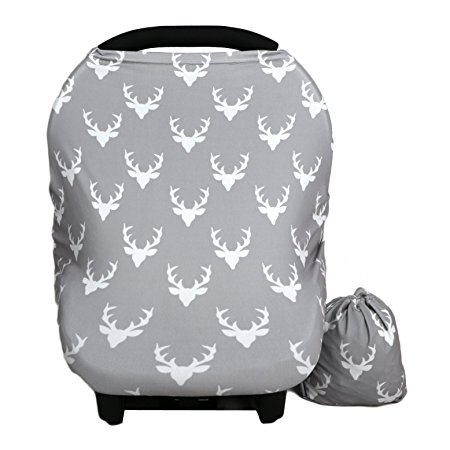 Baby Car Seat Cover canopy nursing and breastfeeding cover(grey deer)