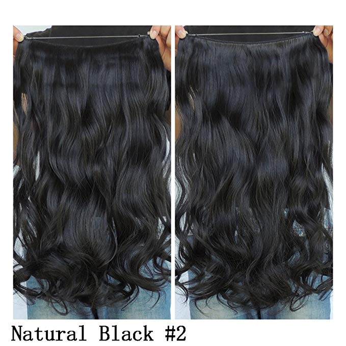 Secret Halo Hair Extensions Flip in Curly Wavy Hair Extension Synthetic Women Hairpieces 20" (Natural Black #2)