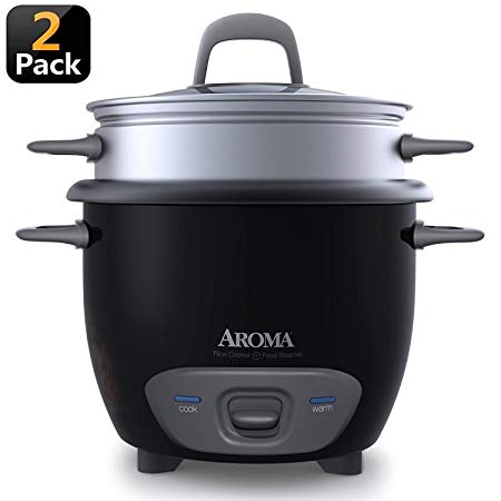 Aroma Arc Rice Cooker and Food Steamer, 3-Cup (Uncooked) 6-Cup (Cooked) (2 Pack Black)