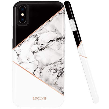 LUOLNH iPhone Xs Max Case,Marble Design Slim Shockproof Flexible Soft Silicone Rubber TPU Bumper Cover Skin Case for iPhone Xs Max 6.5 inch(2018)-Geometric Black