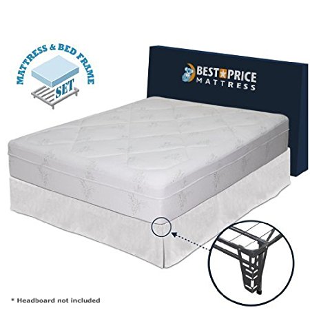 Best Price Mattress 12" Memory Foam Mattress & New Innovative Box Spring Platform Metal Bed Frame/Foundation Set - Queen