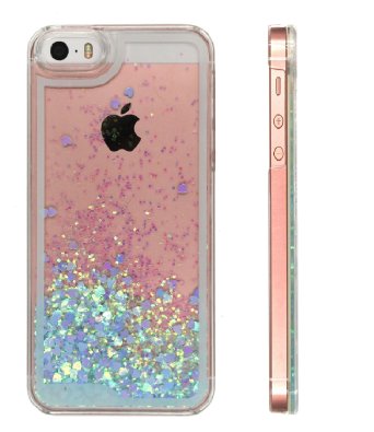iphone 5 Case,iPhone 5S Liquid Quicksand Bling Love Heart Case,Adorable flowing Floating Moving Bright Shine Glitter Love Heart Hard Case for iPhone5 5S(bling blue)