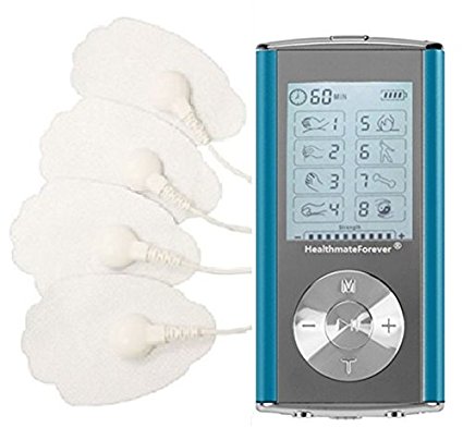 8 Modes Handheld Digital Pain Relief Mini Micro Device, Electrotherapy Machine Device Unit   2 Pairs of Snap-on Pads -- Pain Relief HealthmateForever FDA cleared OTC HM8GL (Blue)