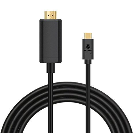 USB C to HDMI Cable 6FT, Metrans 4K 60HZ USB Type C to HDMI Cable for Galaxy Note 8/ S8, 2017 Macbook Pro/ iMac, 2016 MacBook Pro, 2015 MacBook, ChromeBook Pixel (Black)